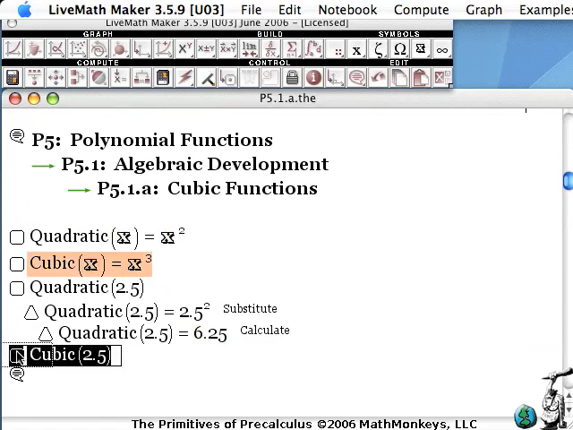 video screenshot cubic function livemath