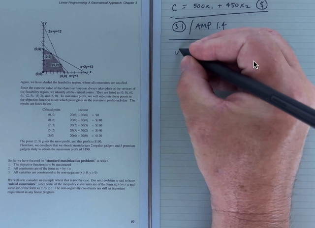 Linear Programming - Simplex Method (Section 3.1f)