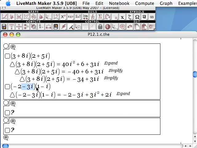 video screenshot complex number multiplication livemath
